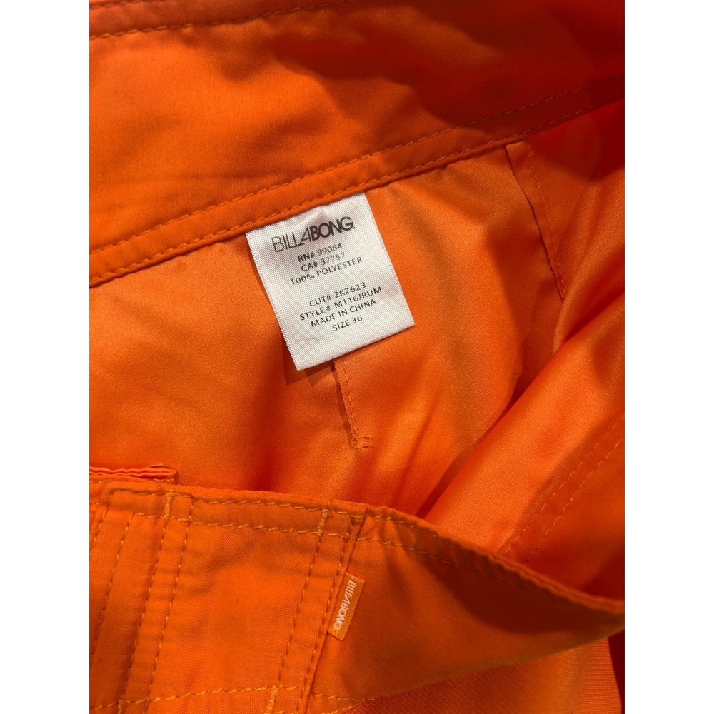 Billabong Orange Swim Trunks Board Shorts Cargo Pocket Size 36 (610) - Picture 5 of 10